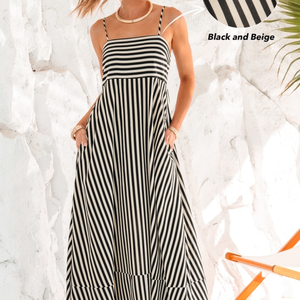Cupshe Black and White Sleeveless Maxi Sundress